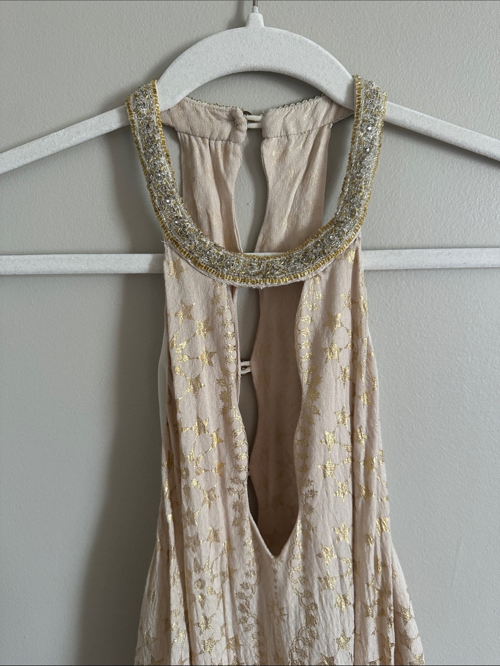 Kimchi Blue Gold Sequin Halter Mini Dress - Picture 5 of 9